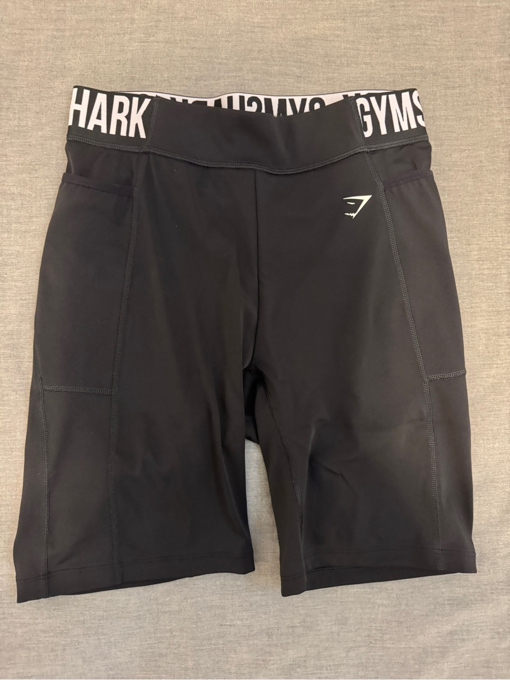 Gymshark Black High-Waist Bike Shorts with Logo Waistband